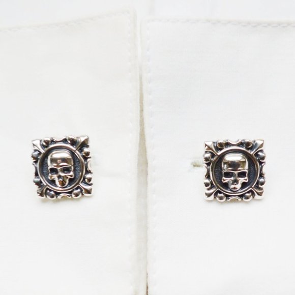 STERLING SILVER 925 DESIGNER CUFFLINKS SCULL DESIGN ONE SIZE NEWLY HANDMADE - Picture 13 of 15